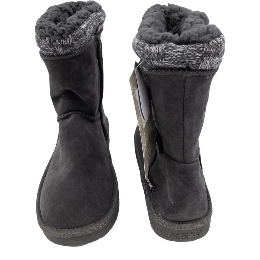 MUK LUKS Charcoal Gray Maxine Knit Button Accent Booties 10 Women's